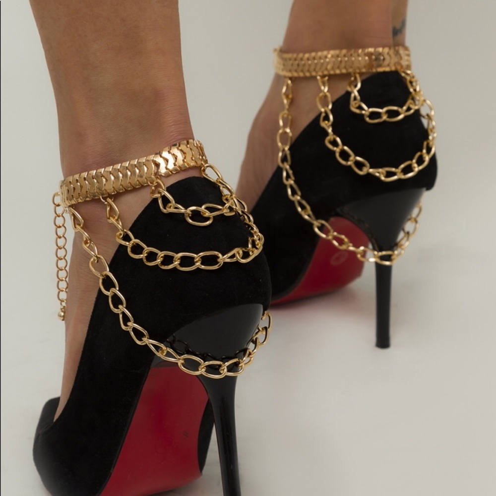 Anklet Gold Bracelet With 3 Multi-Layered Chains  W/Lobster Clasp Body Jewelry